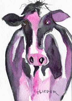 April Award - "Cow Lick" by Tom Lieder, Milton WI - Watercolor & ink, SOLD